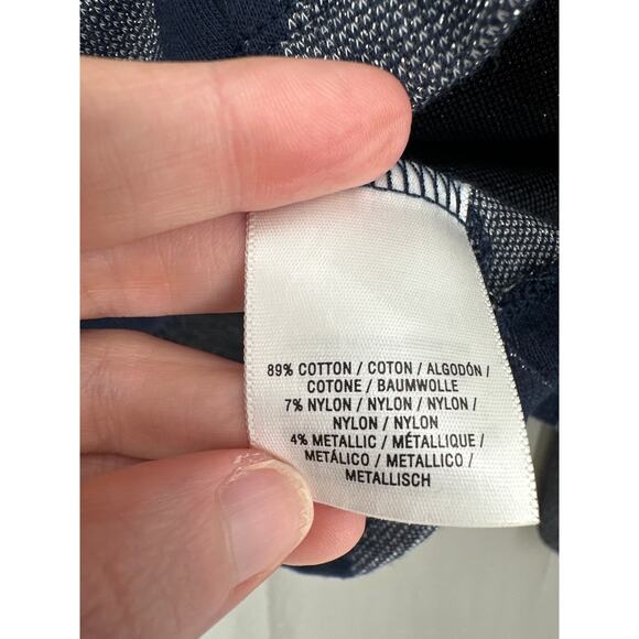 Postmark Anthropologie Sweater Women Small Navy Blue Polka Dot Silver Boxy Retro - Picture 4 of 7